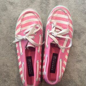 Sperry Kids Pink and White Striped Sneakers